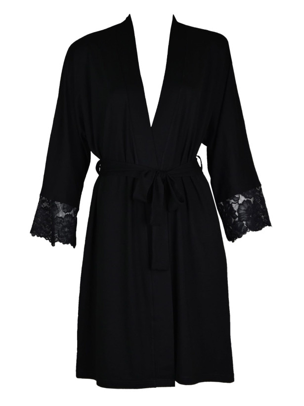 Red Viscose Robe Mediolano Etna 12014 — Lace Sleeves