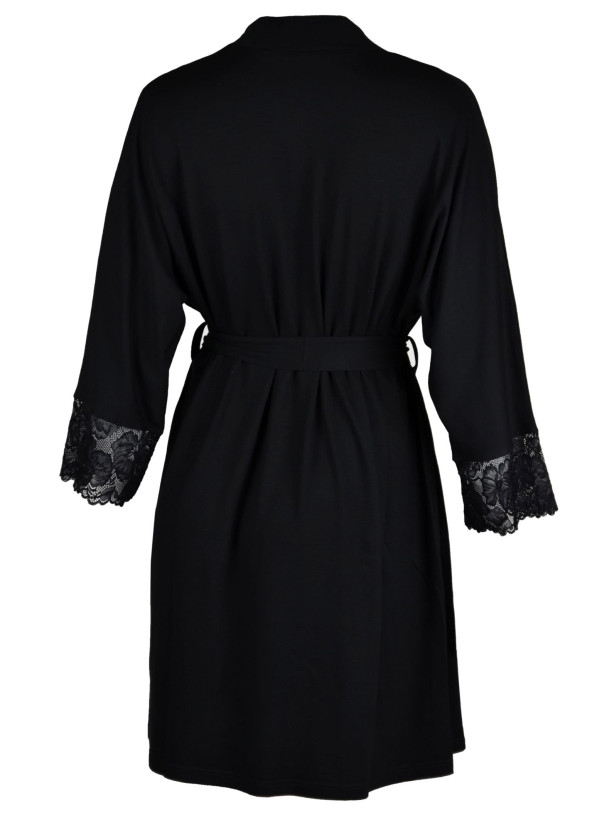 Red Viscose Robe Mediolano Etna 12014 — Lace Sleeves
