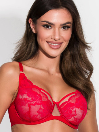 Semi-Soft Bra Laced Cups Mediolano Amelia 19203 – Crimson Red