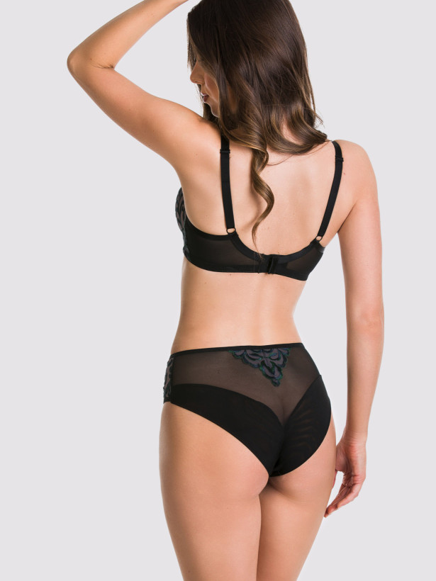 Sheer Panties With Luxurious Guipure Lace Mediolano Roma 19178 Black