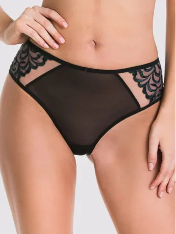 Sheer Panties With Luxurious Guipure Lace Mediolano Roma 19178 Black