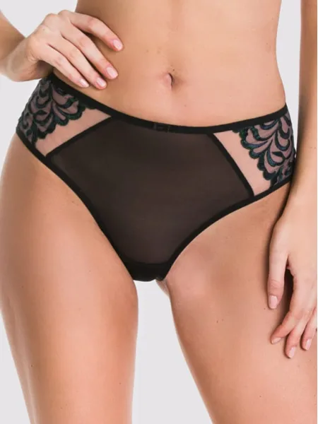 Sheer Panties With Luxurious Guipure Lace Mediolano Roma 19178 Black