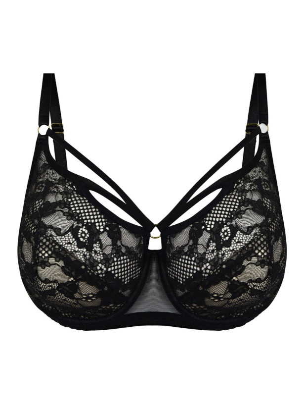 Soft-Cup-BH mit Dekorativen Trägern Mediolano 19252 Spider – Tiefschwarz