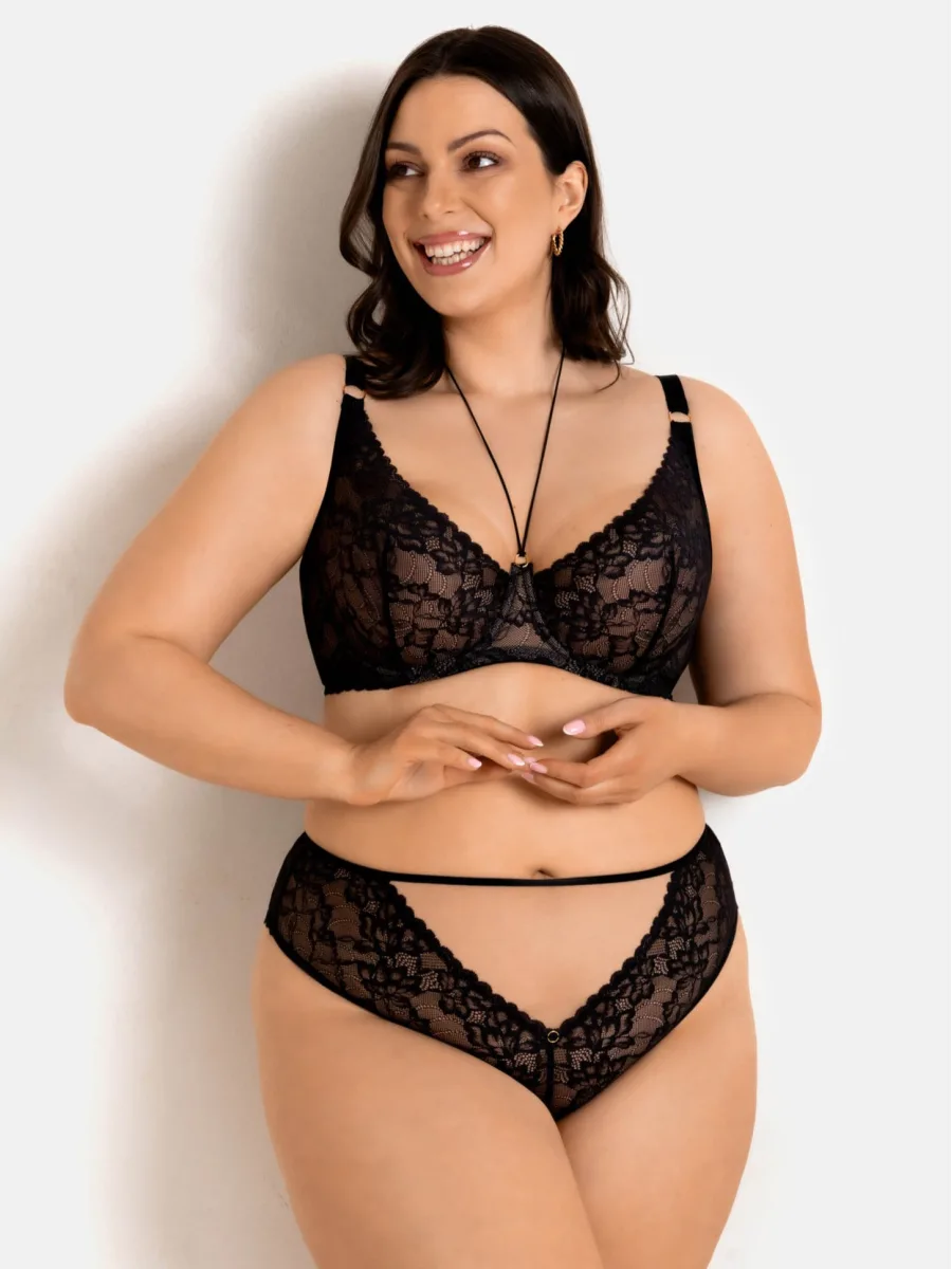 Soft-Cup-BH mit Choker Mediolano 19235 Magic – Tiefschwarz mit Spitze