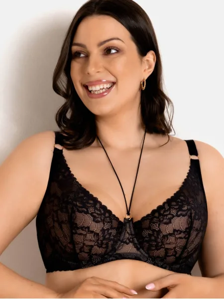 Soft-Cup-BH mit Choker Mediolano 19235 Magic – Tiefschwarz mit Spitze