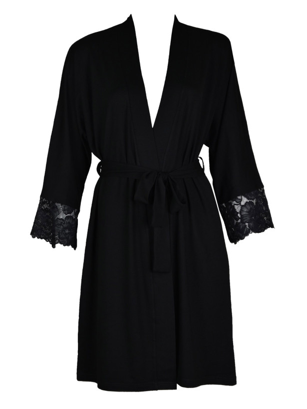 Soft Viscose Robe with Lace Sleeves Mediolano Etna 12014