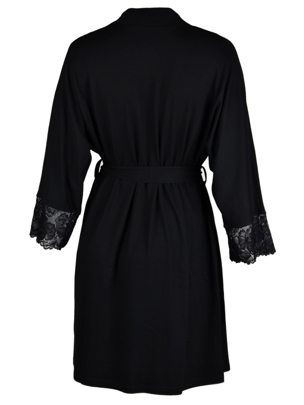 Soft Viscose Robe with Lace Sleeves Mediolano Etna 12014