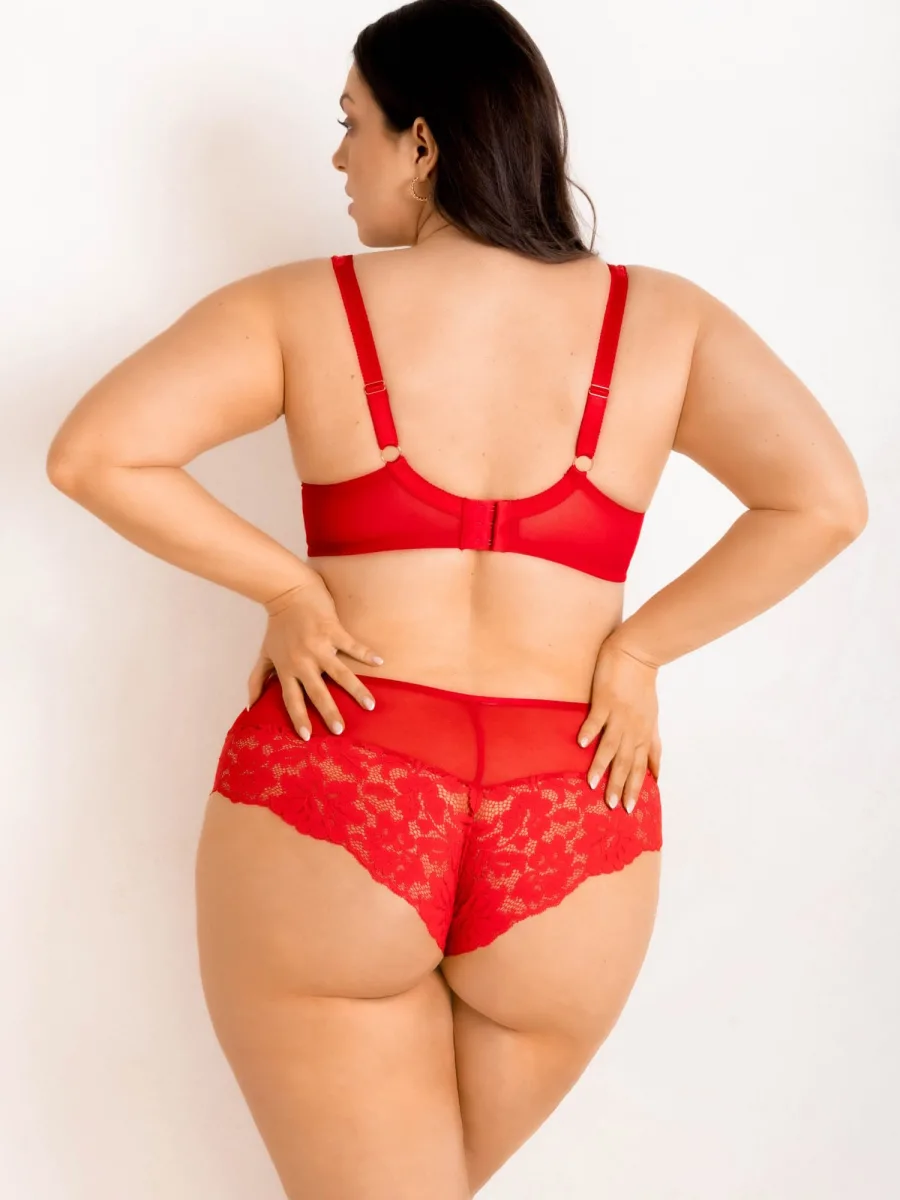 Unpadded Plunge Bra Low Neckline Mediolano Jasmin 19150 – Vivid Red
