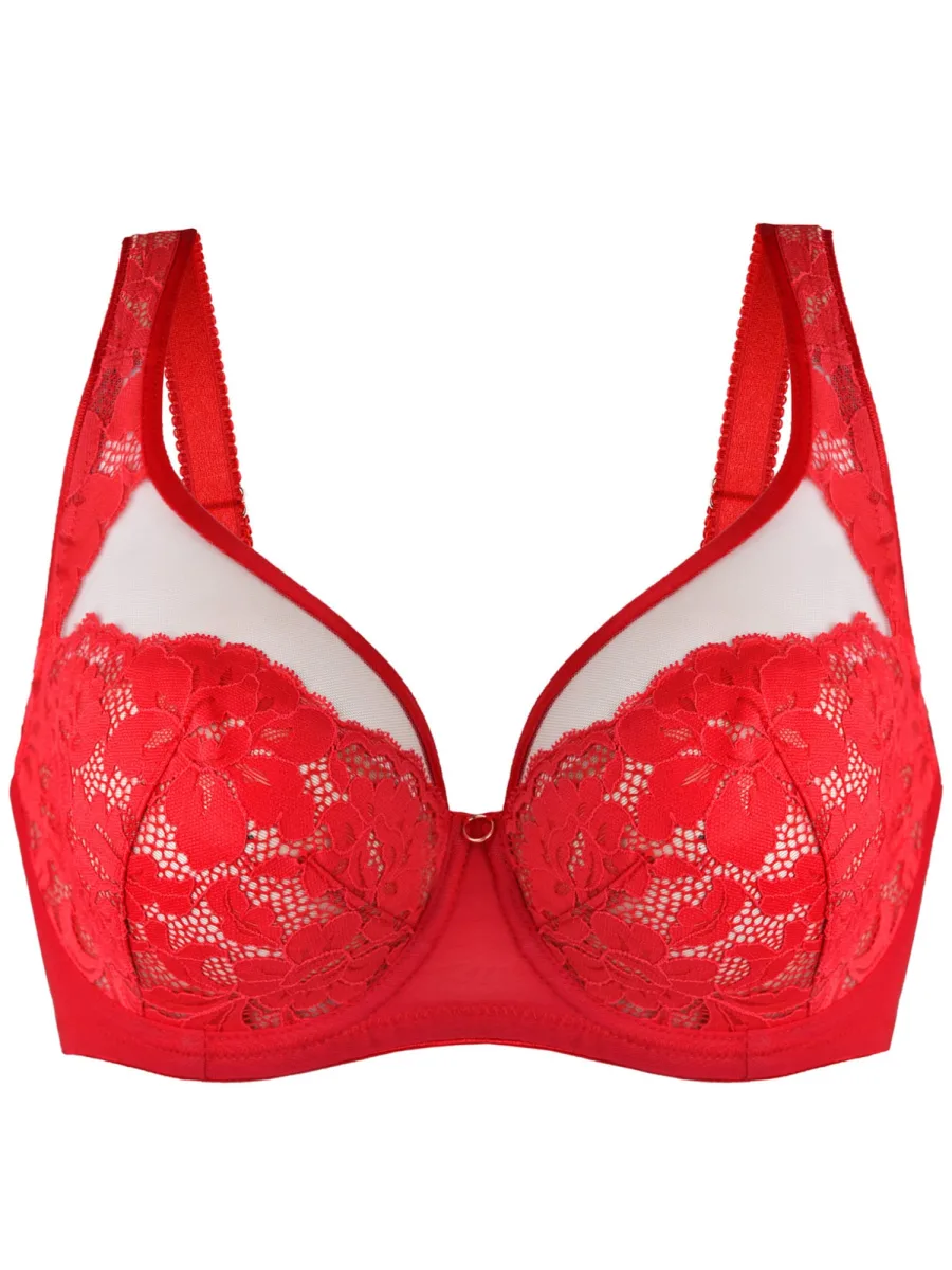 Unpadded Plunge Bra Low Neckline Mediolano Jasmin 19150 – Vivid Red