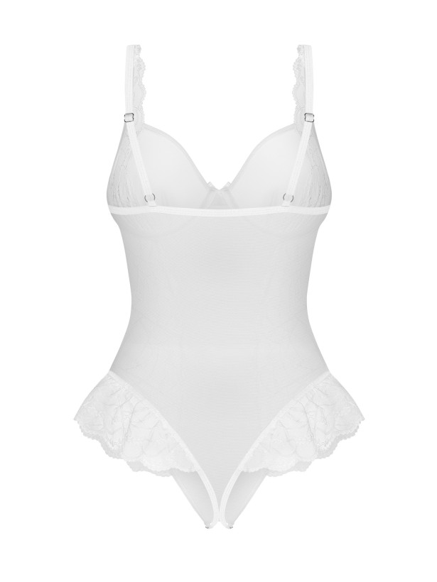 White Crotchless Underwired Lace Bodysuit Obsessive Weddya