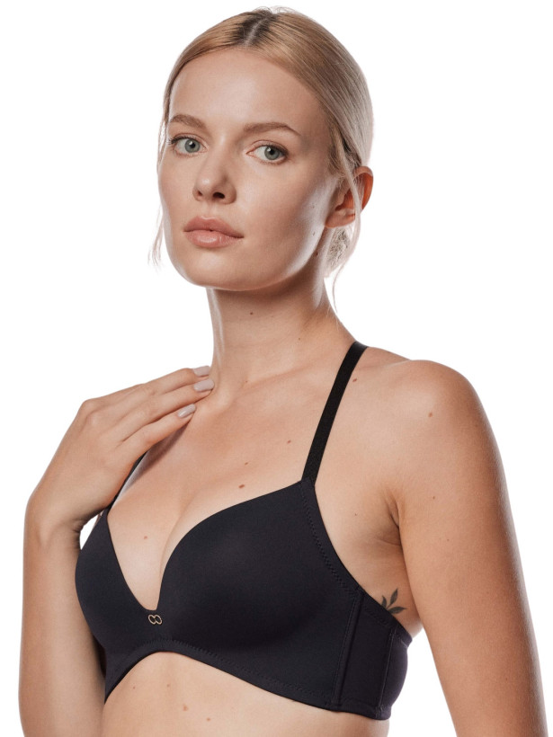 Seamless Push-Up Bra Mefemi Amelia Black – Wireless Plunge Support