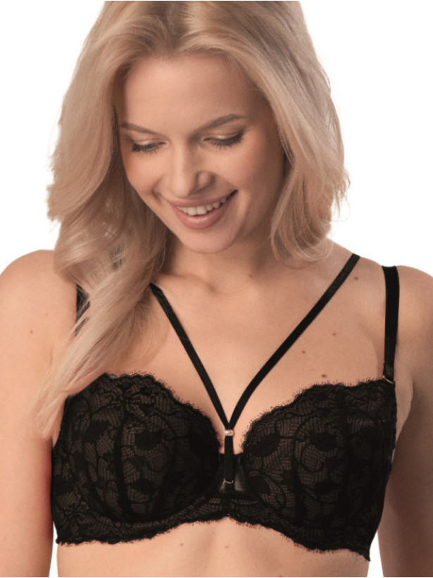 Strappy Lace Balconette Bra Mefemi Rosalia – Removable Push-Up Lift