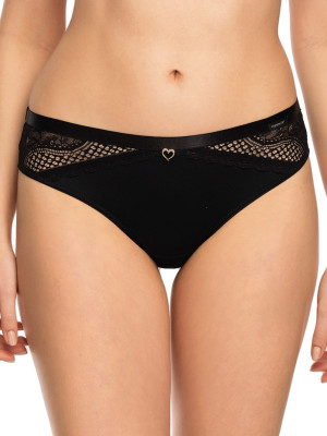 Schwarzer Brazilian-Slip aus Spitze Mefemi Clarisa – Transparente Rückseite