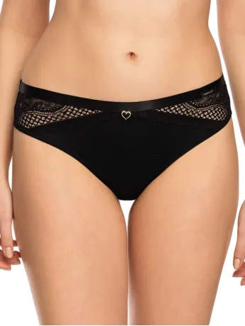 Schwarzer Brazilian-Slip aus Spitze Mefemi Clarisa – Transparente Rückseite