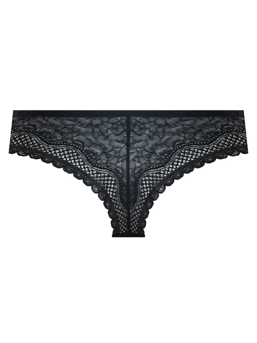Schwarzer Brazilian-Slip aus Spitze Mefemi Clarisa – Transparente Rückseite