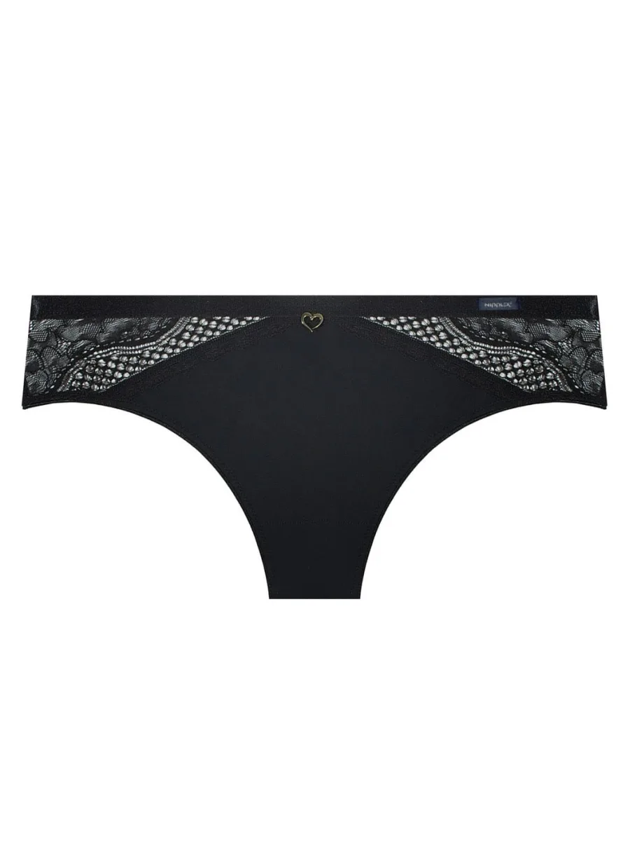 Schwarzer Brazilian-Slip aus Spitze Mefemi Clarisa – Transparente Rückseite