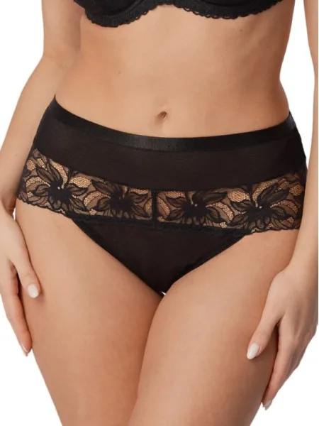 Schwarzer High-Waist-Slip aus Spitze Mefemi Laura – Raffinierte Glättung der Silhouette