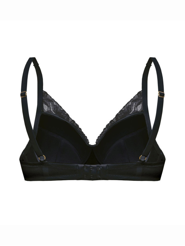 Black Lace Longline Push-Up Bra Mefemi Laura – Underwired Support