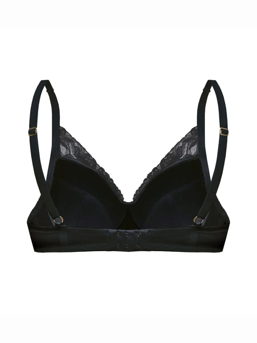Black Lace Longline Push-Up Bra Mefemi Laura – Underwired Support