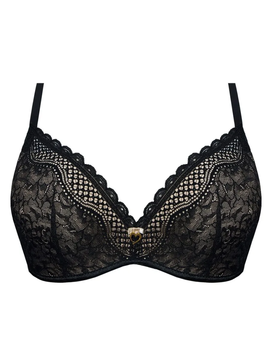 Black Lace Wireless Bra Mefemi Clarisa – Deep Plunge Lift