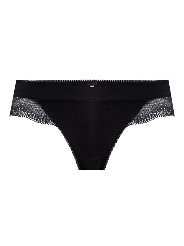 Sheer Lace Back Brazilian Panties Mefemi Pepite – Black