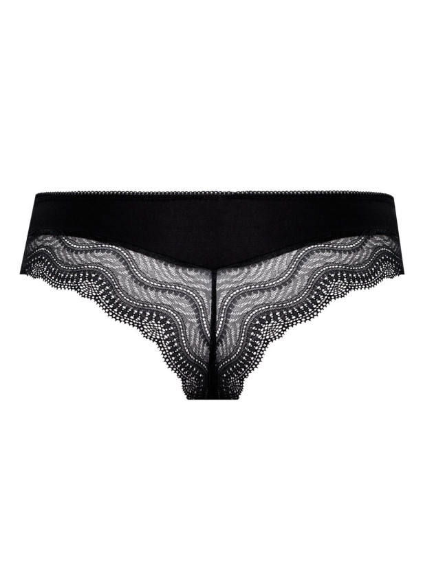 Sheer Lace Back Brazilian Panties Mefemi Pepite – Black