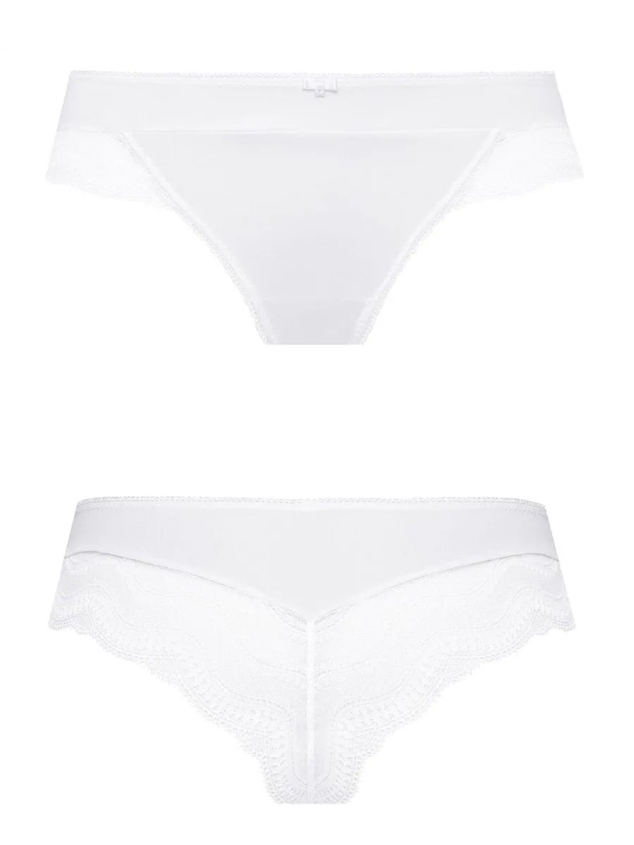 Braut-Brazilian-Slip aus Spitze Mefemi Pepite – Weiße Mikrofaser
