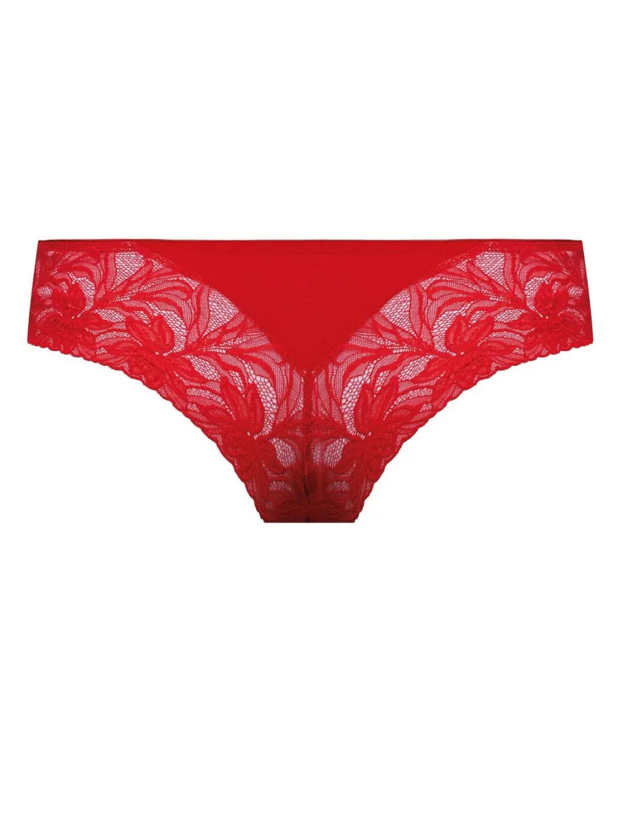 Brazilian-Slip aus floraler Spitze Mefemi Laura Rot – Mutiger romantischer Stil