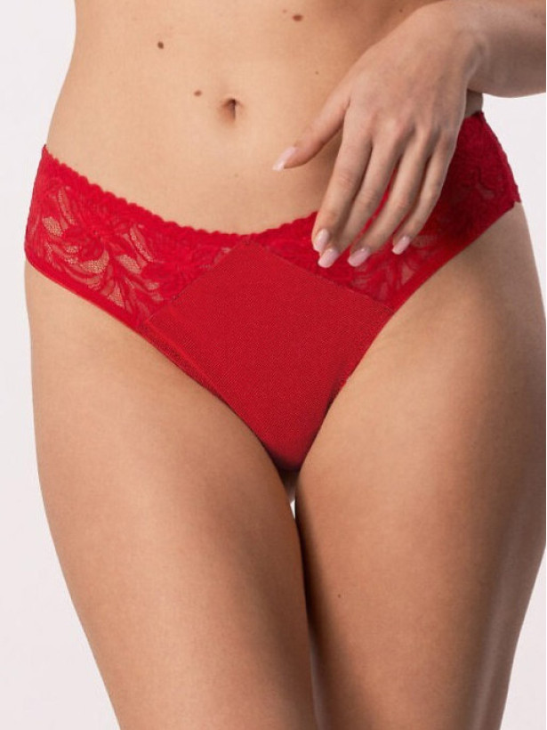 Floral Lace Brazilian Panties Mefemi Laura Red – Bold Romantic Style