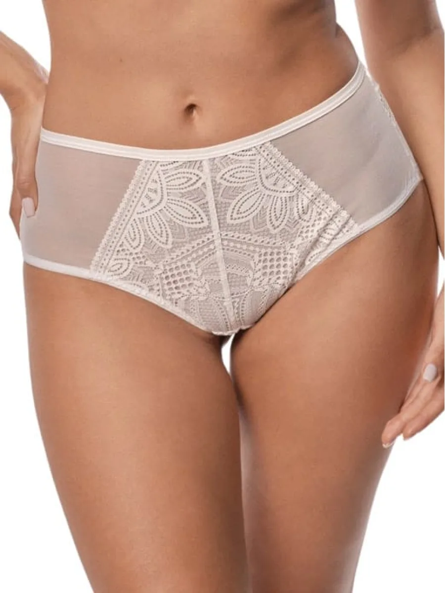 High-Waist Lace Briefs Mefemi Desire – Elegant Mocha Silhouette