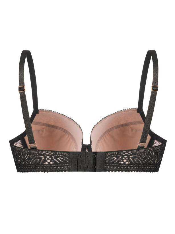 Mefemi Desire Black/Beige Lace Push-Up Bra – Elegant Contrast Lift