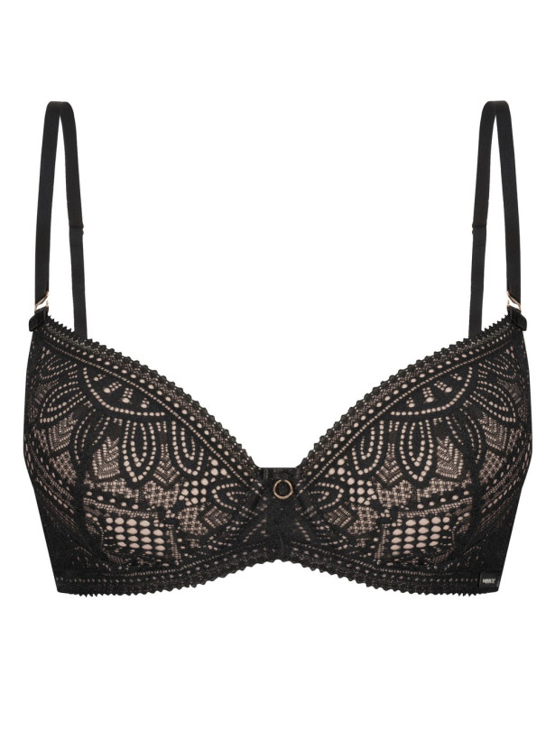 Mefemi Desire Black/Beige Lace Push-Up Bra – Elegant Contrast Lift