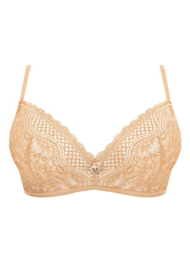 Nude Lace Wireless Push-Up Bra Mefemi Clarisa – Deep Plunge Comfort