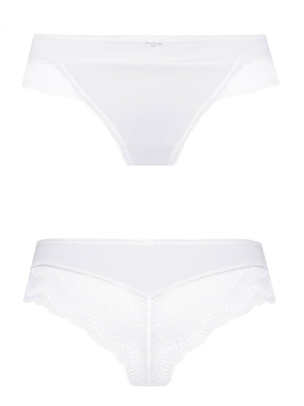 Bridal Lace Brazilian Briefs Mefemi Pepite – White Microfiber