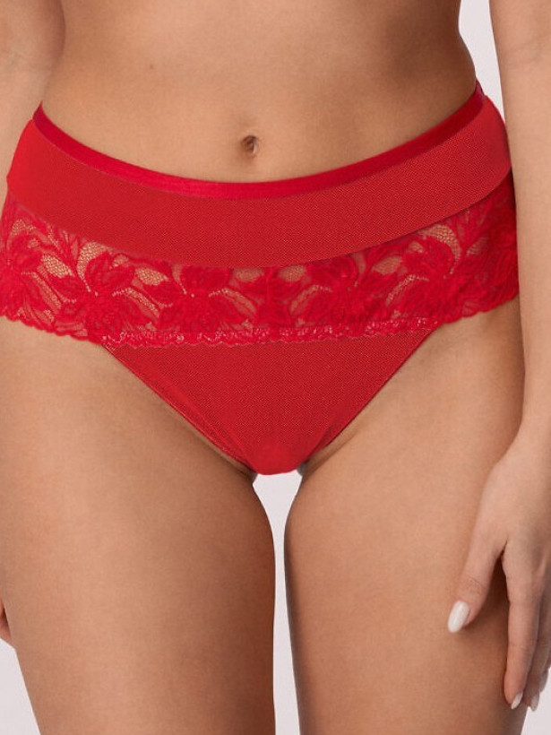 Red Lace High-Waisted Panties Mefemi Laura – Flattering Silhouette Control