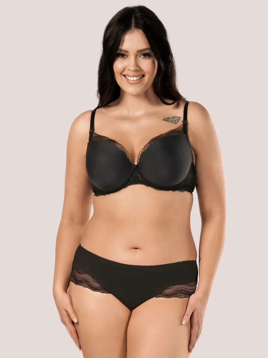 Brazilian-Slip mit transparenter Spitzenrückseite Mefemi Pepite – Schwarz