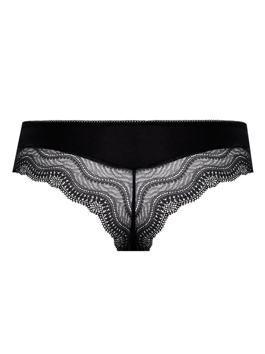 Brazilian-Slip mit transparenter Spitzenrückseite Mefemi Pepite – Schwarz