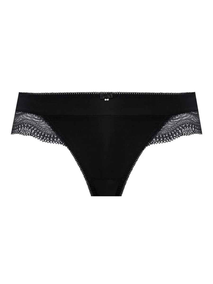 Brazilian-Slip mit transparenter Spitzenrückseite Mefemi Pepite – Schwarz