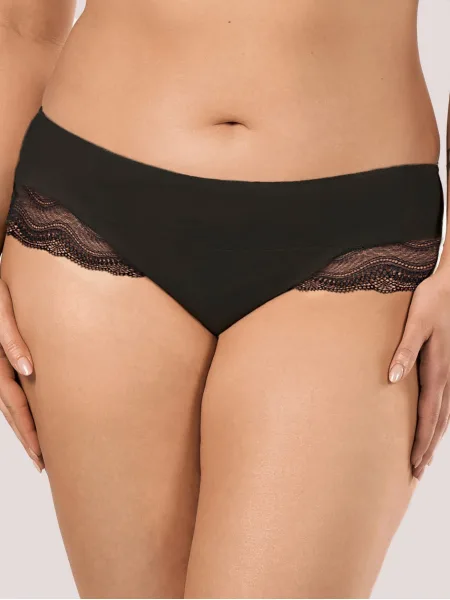 Brazilian-Slip mit transparenter Spitzenrückseite Mefemi Pepite – Schwarz