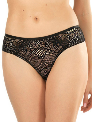Lace Brazilian Panties Mefemi Desire – Elegant Black & Nude Contrast