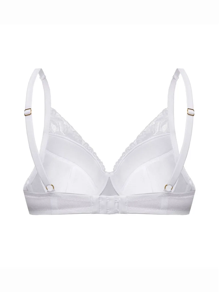 White Lace Longline Push-Up Bra Mefemi Laura – Underwired Bralette Style