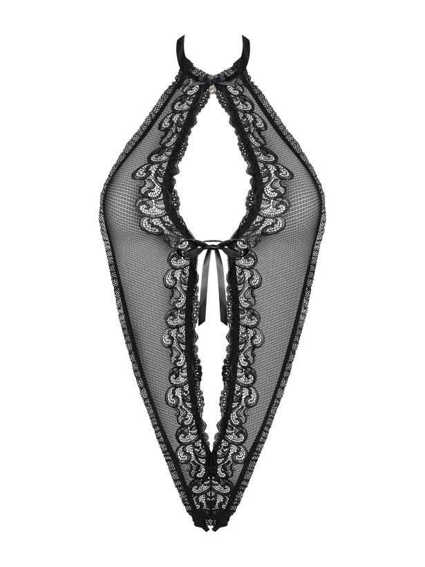 Black Bodysuit Obsessive 830-TEG-1 — Open Front