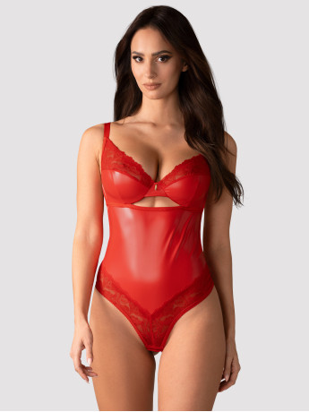 Red Vinyl Bodysuit Obsessive Aliosa — Lace Teddy