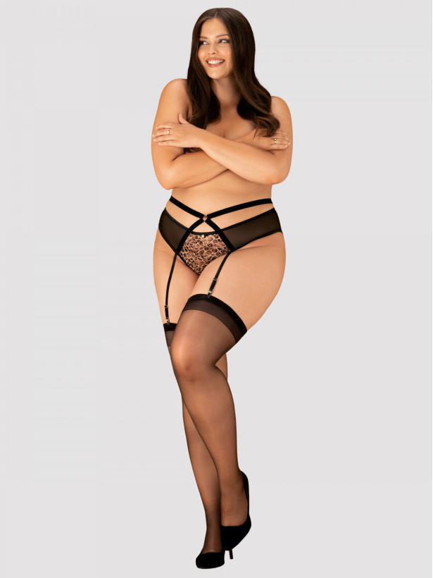 Black Garter Belt Obsessive Allunes — Animal Print