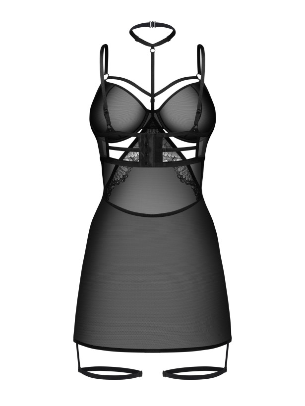 Black Chemise Obsessive Arrowel — Sheer Underwired Lingerie