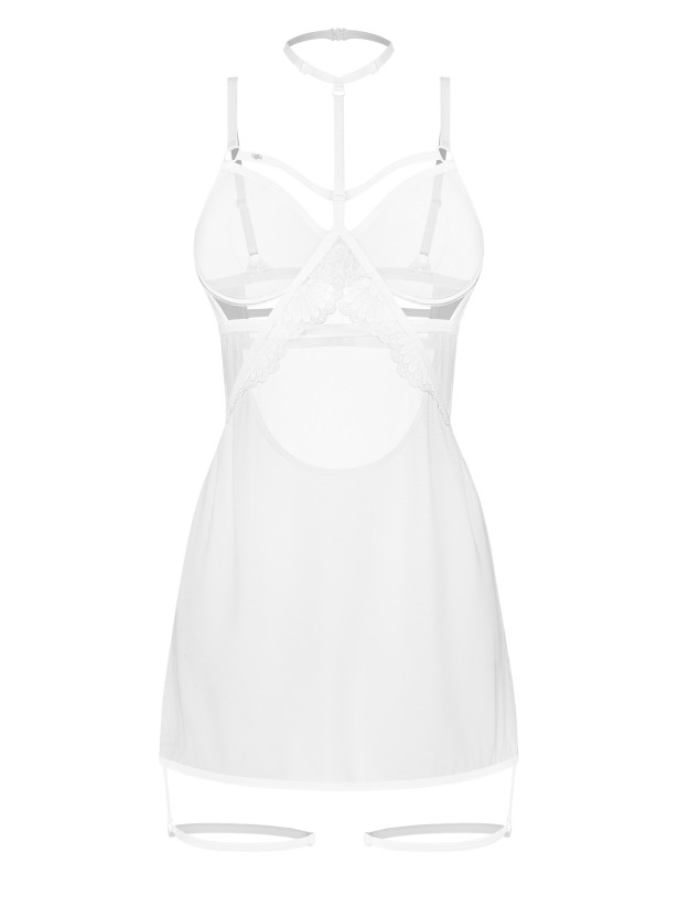 White Mesh Chemise Obsessive Arrowel — Choker Neckline