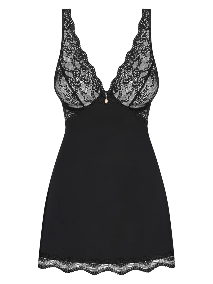 Black Babydoll Set Obsessive Luvae — Lace Nightgown