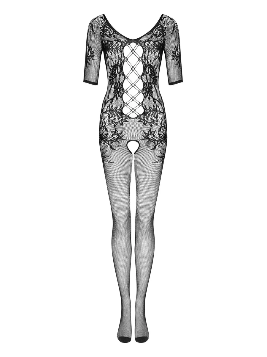 Black Bodystocking Obsessive F238 — Floral Lace