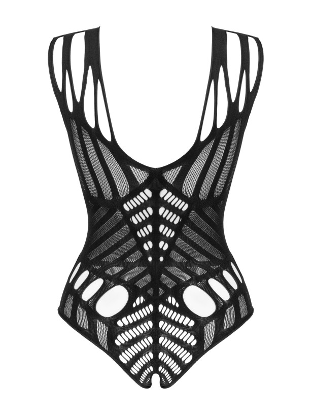 Black Bodystocking Obsessive G139 — Sheer Cutout Teddy