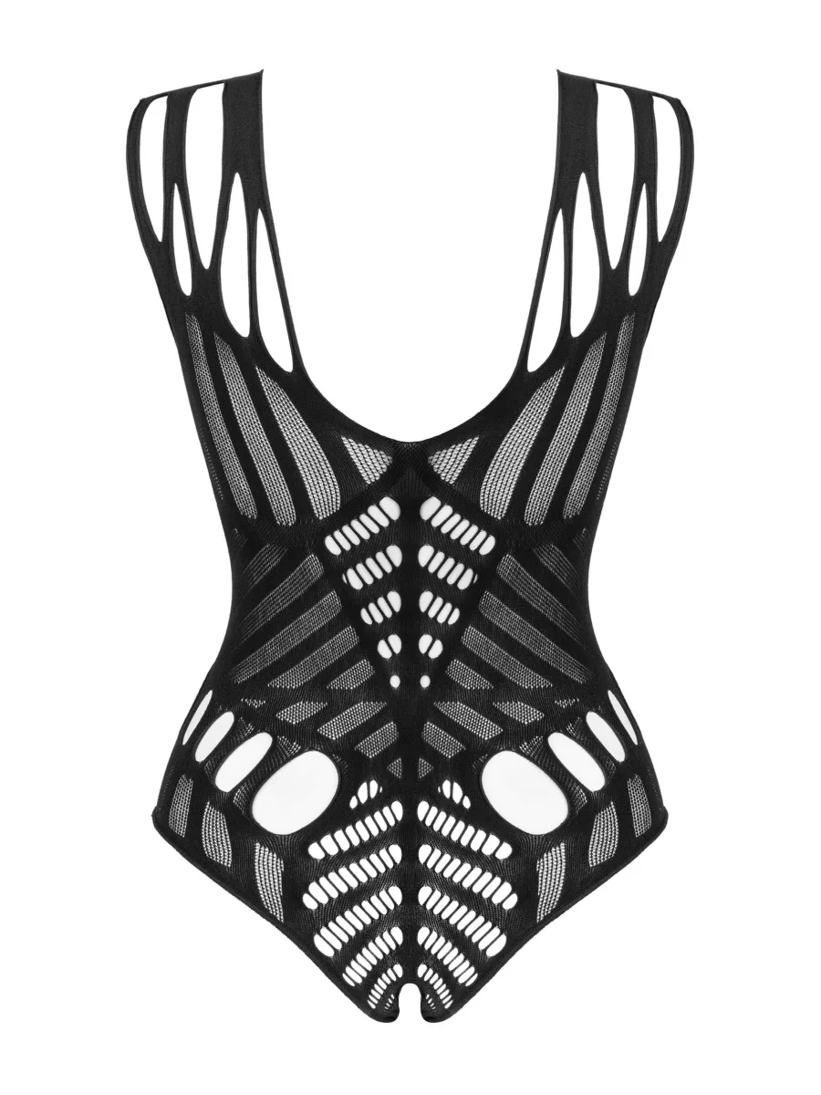 Black Bodystocking Obsessive G139 — Sheer Cutout Teddy